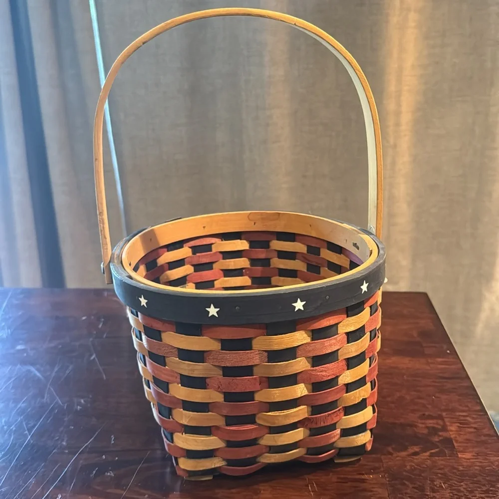 Patriotic Star flag Woven Basket with‎ Handle